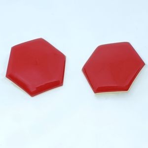Retro Hexagon Acrylic Painted Studded POST 1" Earrings NWOT
